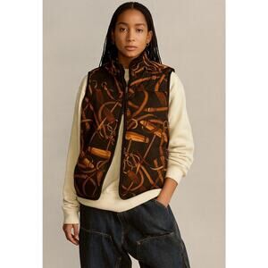 Vintage Ralph Lauren Reversible Denim Jean Equestrian Bridle Vest Large Horse